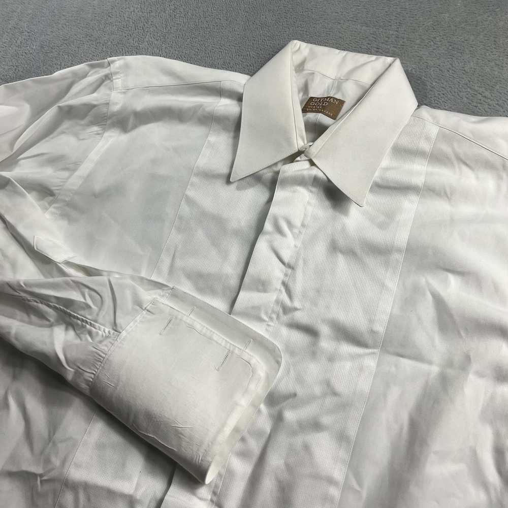 Gitman Brothers Dress Shirt Mens Size 16 33 French Cuff White Textured Cotton